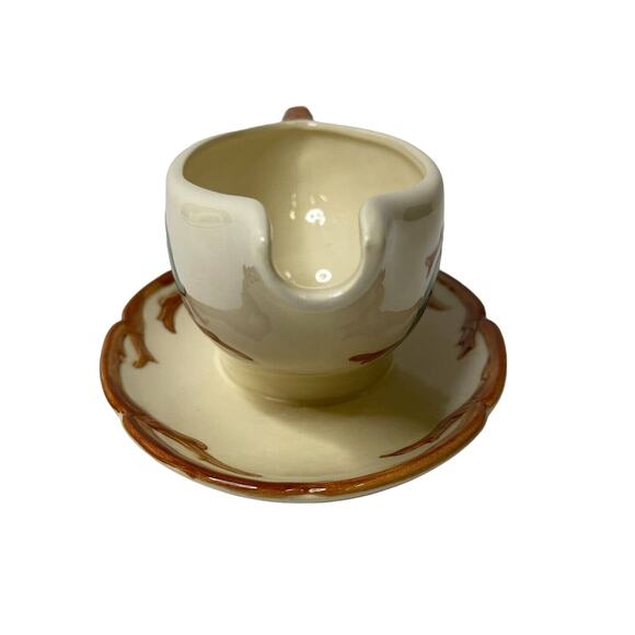 Vintage Franciscan Apple Gravy Boat w/ Attached Plate USA Dinnerware Ceramic - Picture 4 of 9